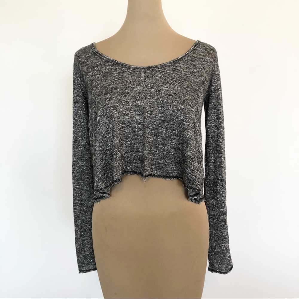 {Hollister} Sparkly Grey Crop Top